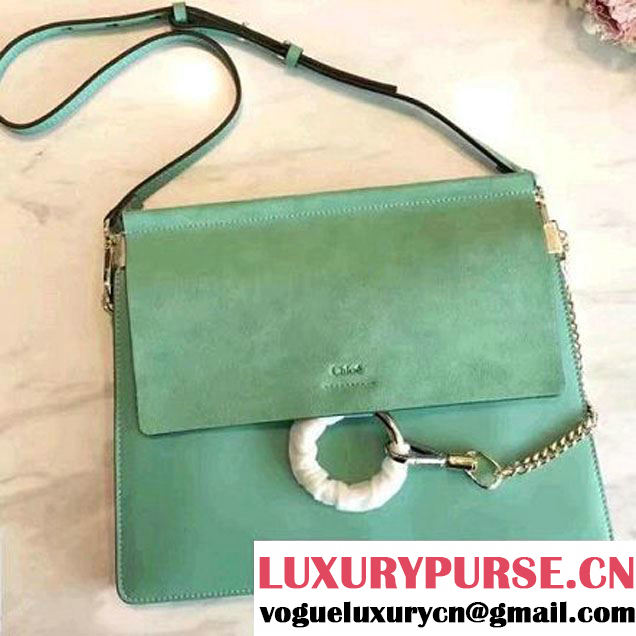 Chloe Medium Suede/Smooth Calfskin Faye Bag Mint Green (2A118-7031421 )