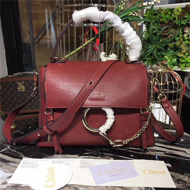 Chloe The Faye Day 28cm Bag 2264 Calfskin Leather Fall Winter 2017 Collection Burgundy