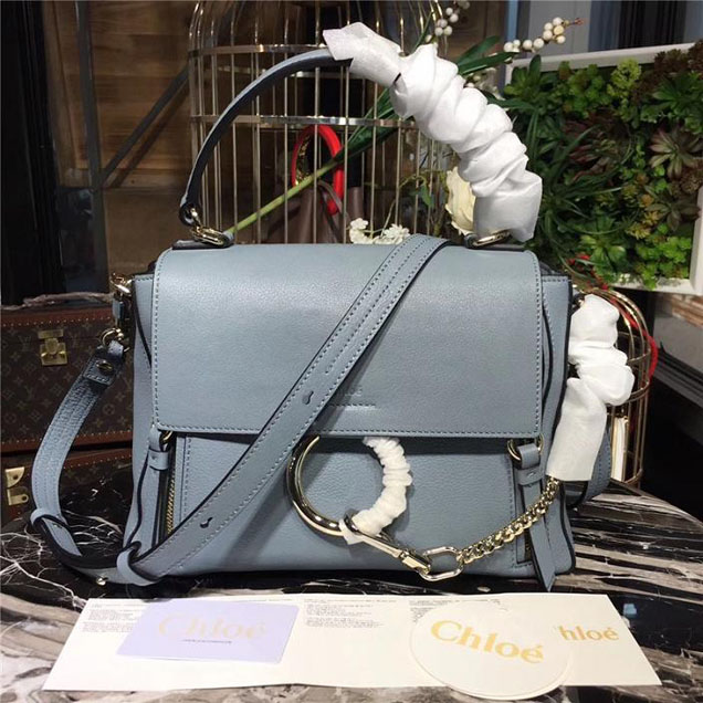 Chloe The Faye Day 28cm Bag 2264 Calfskin Leather Fall Winter 2017 Collection Light Blue