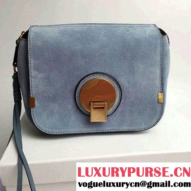 Chloe Indy Mini Camera Bag In Suede Calfskin Blue 2016 (2B080-6040905 )