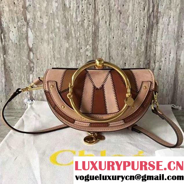 Chloe Small Nile Minaudière Bag In Calfskin & Suede Leather Pathwork Nude 2017 (2A011-7052705 )