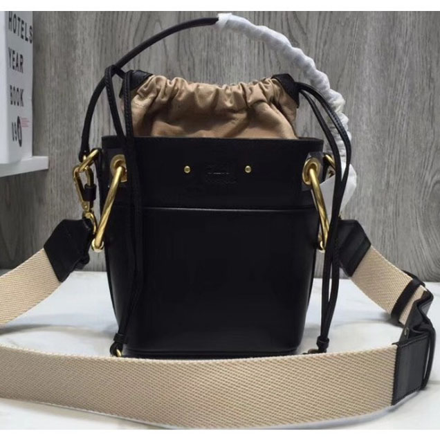 Chloe Smooth Calfskin Mini Roy Bucket Bag Black 2018