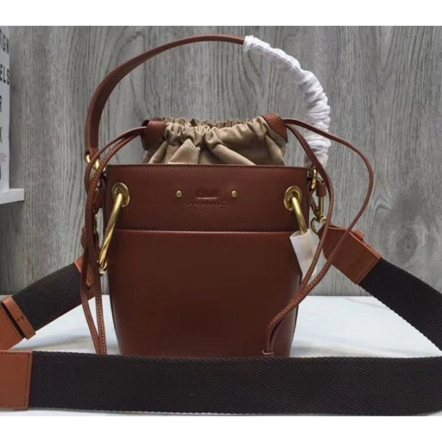 Chloe Smooth Calfskin Mini Roy Bucket Bag Brown 2018