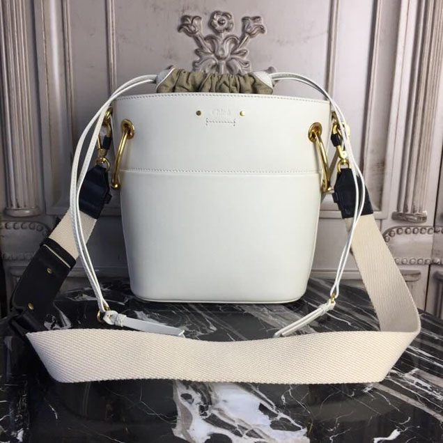 Chloe Roy Small Bucket Bag 3S126H Smooth Calfskin Leather Pre-Fall 2018 Collection White