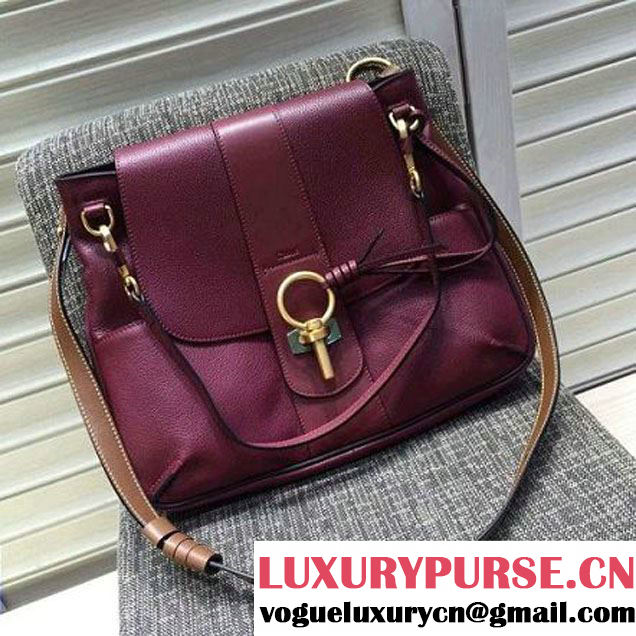 Chloe Lexa Medium Double Strap Cross-Body Bag Burgundy 2016 (2A118-6092320 )