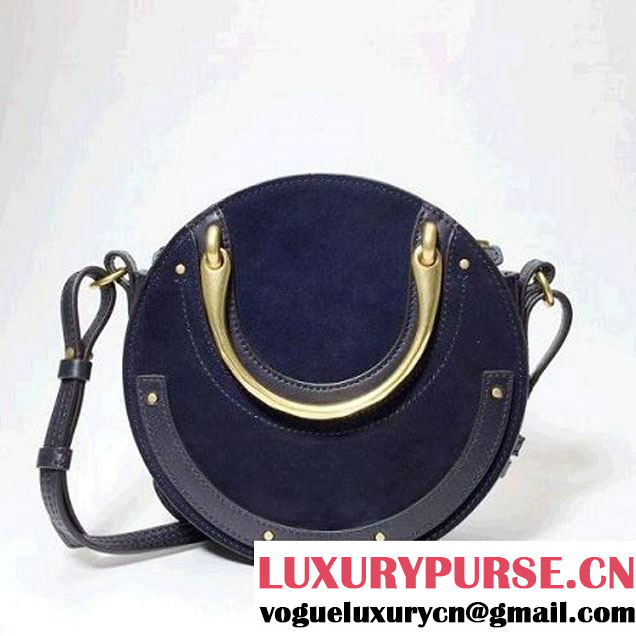 Chloe Small Pixie Bag in Suede & Smooth Calfskin Navy Blue 2017 (2B080-7100923 )