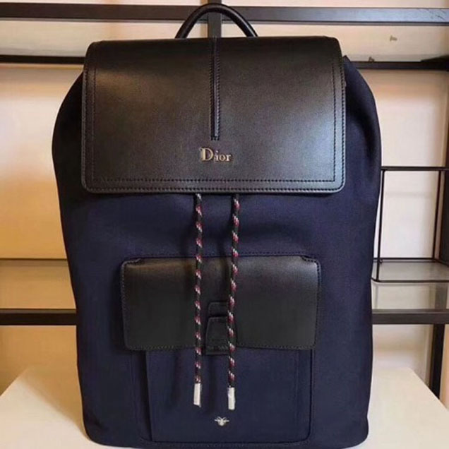 Dior Black Calfskin and Blue Nylon Rucksack For Men Autumn 2018 Collection