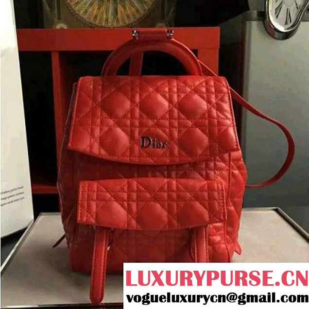 Dior Lambskin Small Stardust Backpack Red 2016 (1A076-6060609 )