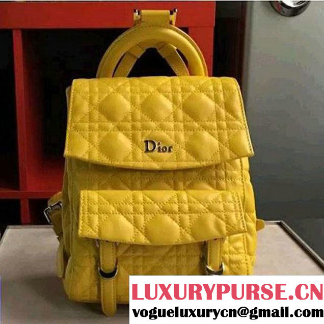 Dior Lambskin Small Stardust Backpack Yellow 2016 (1A076-6060610 )