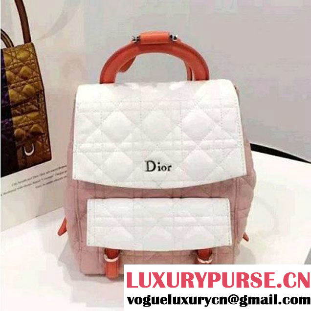 Dior Lambskin Small Stardust Backpack Pink/White 2016 (1A076-6060612 )