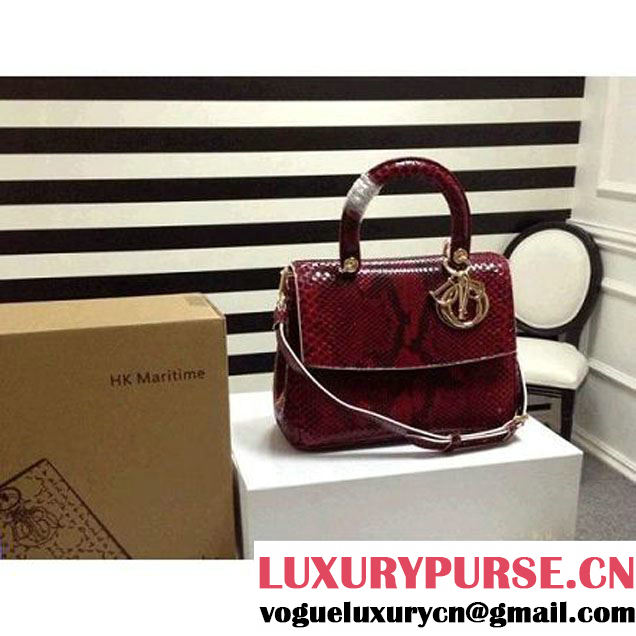 Be Dior Tri-color Flap Mini Bag In Red Python Veins (1a076-031013 )