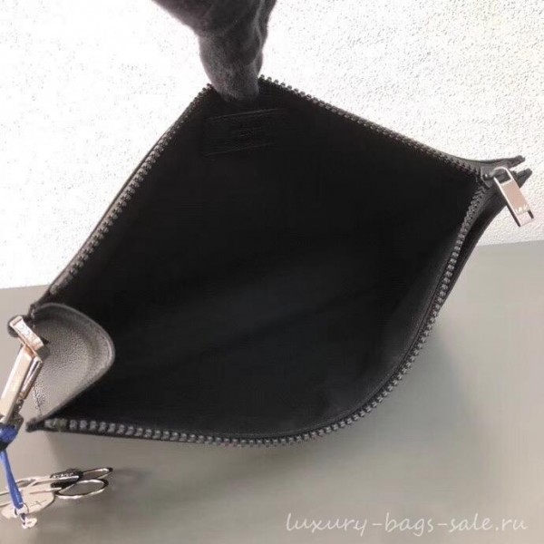 Dior Nylon Bee DIOR X KAWS Pouch Clutch Bag Black with Blue Logo 2019