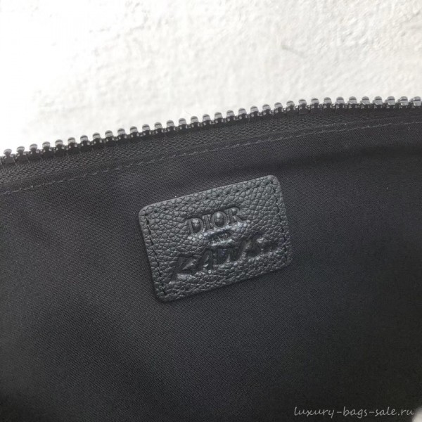 Dior Nylon Bee DIOR X KAWS Pouch Clutch Bag Black with White Logo 2019