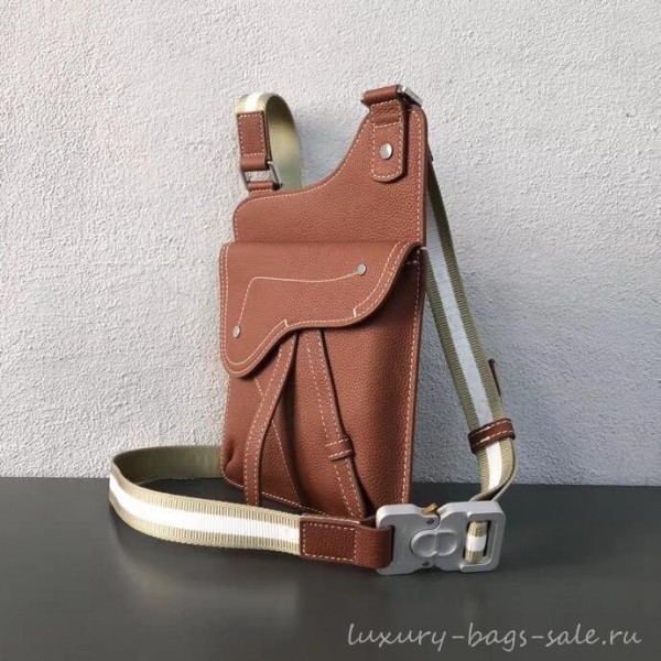 Dior Grained Calfskin Saddle Messenger Bag Brown 2019