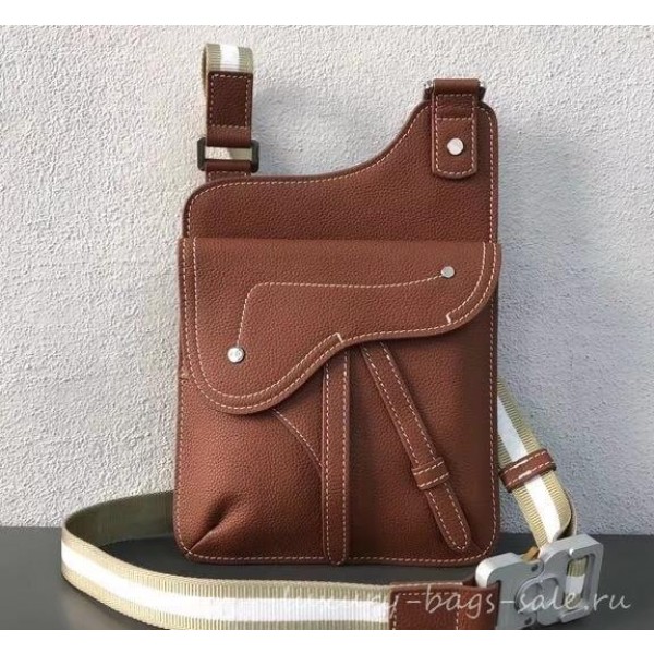 Dior Grained Calfskin Saddle Messenger Bag Brown 2019