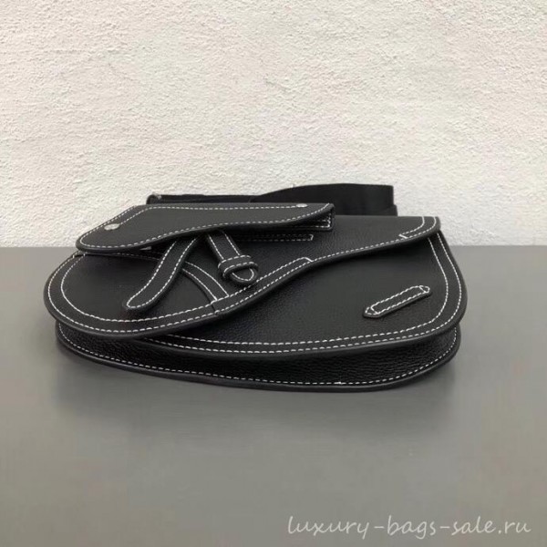 Dior DIOR X KAWS Grained Calfskin Pouch Saddle Shoulder Bag Black 2019