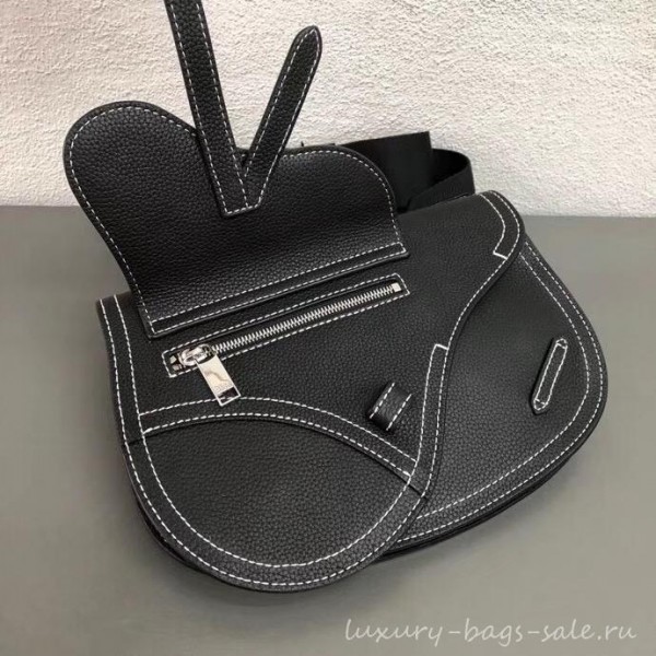 Dior DIOR X KAWS Grained Calfskin Pouch Saddle Shoulder Bag Black 2019