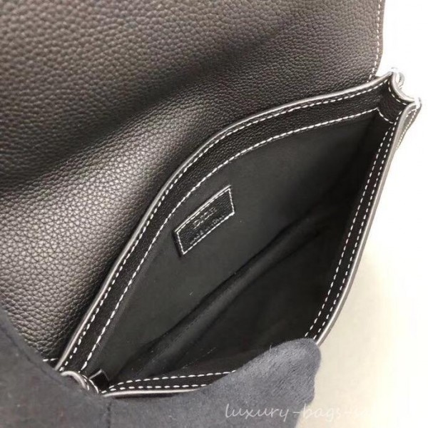 Dior DIOR X KAWS Grained Calfskin Pouch Saddle Shoulder Bag Black 2019