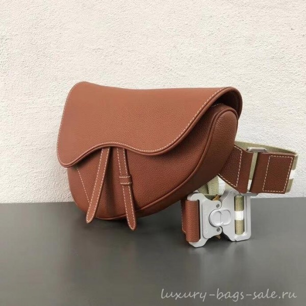 Dior Grained Calfskin Saddle Shoulder Belt Bag Brown 2019