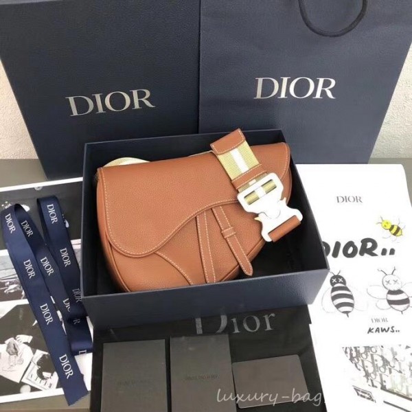 Dior Grained Calfskin Saddle Shoulder Belt Bag Brown 2019