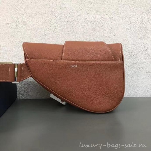 Dior Grained Calfskin Saddle Shoulder Belt Bag Brown 2019