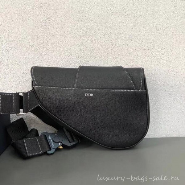 Dior Grained Calfskin Saddle Shoulder Belt Bag DIOR x KAWS Black 2019