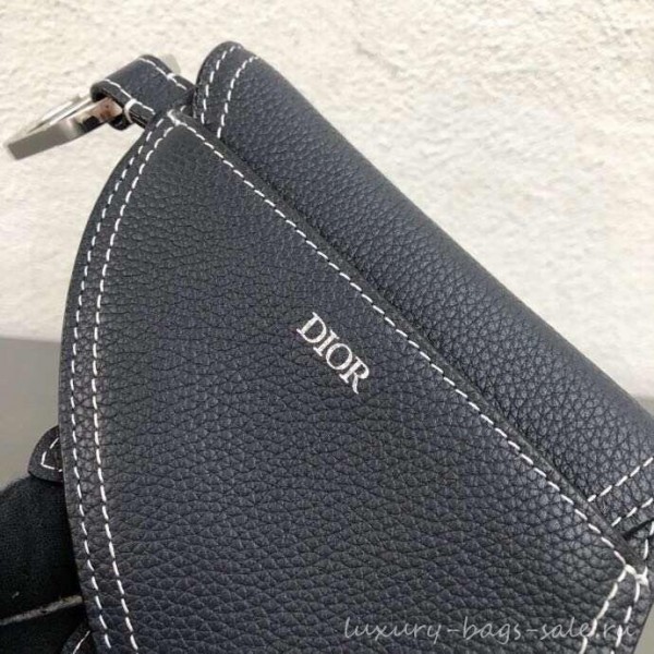 Dior Grained Calfskin Key Ring Saddle Zipped Purse Navy Blue 2019