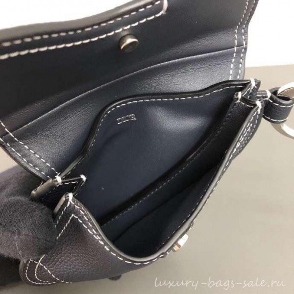 Dior Grained Calfskin Key Ring Saddle Zipped Purse Navy Blue 2019