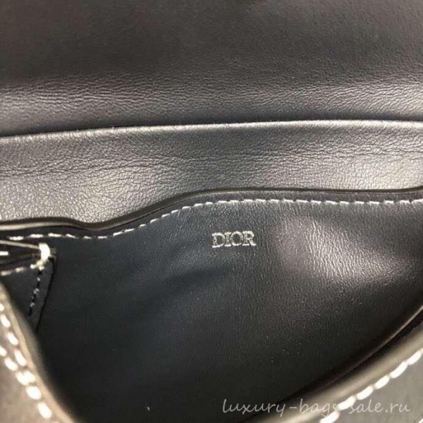 Dior Grained Calfskin Key Ring Saddle Zipped Purse Navy Blue 2019
