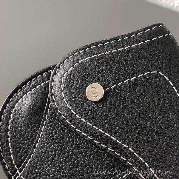 Dior Grained Calfskin Key Ring Saddle Zipped Purse Black 2019
