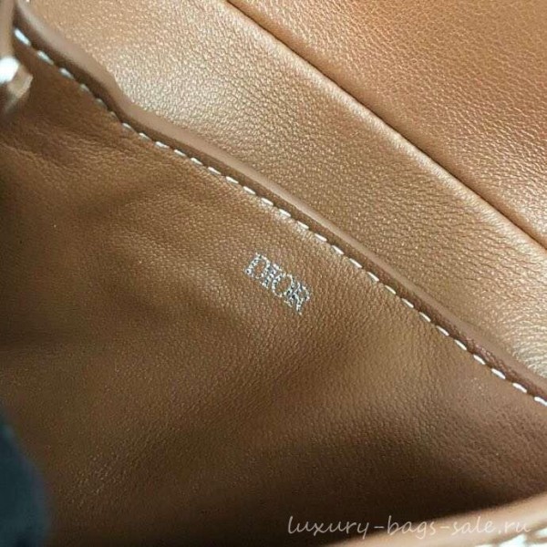 Dior Grained Calfskin Key Ring Saddle Zipped Purse Brown 2019