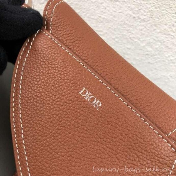 Dior Grained Calfskin Key Ring Saddle Zipped Purse Brown 2019