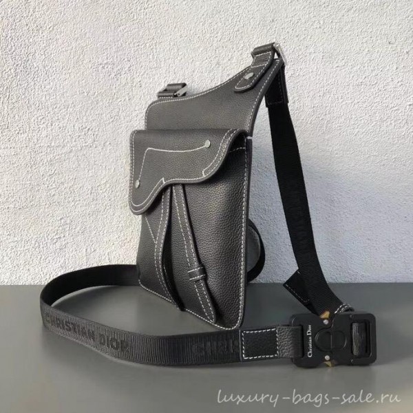 Dior Grained Calfskin Saddle Messenger Bag Black 2019
