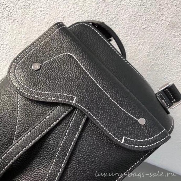 Dior Grained Calfskin Saddle Messenger Bag Black 2019