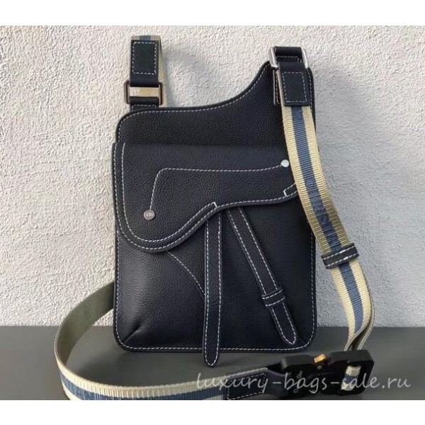 Dior Grained Calfskin Saddle Messenger Bag Navy Blue 2019