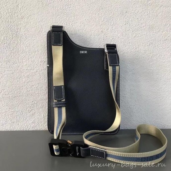 Dior Grained Calfskin Saddle Messenger Bag Navy Blue 2019