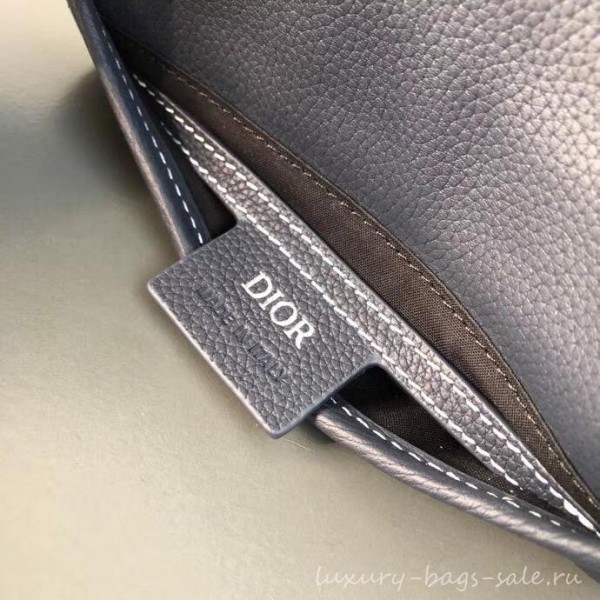 Dior Grained Calfskin Saddle Messenger Bag Navy Blue 2019