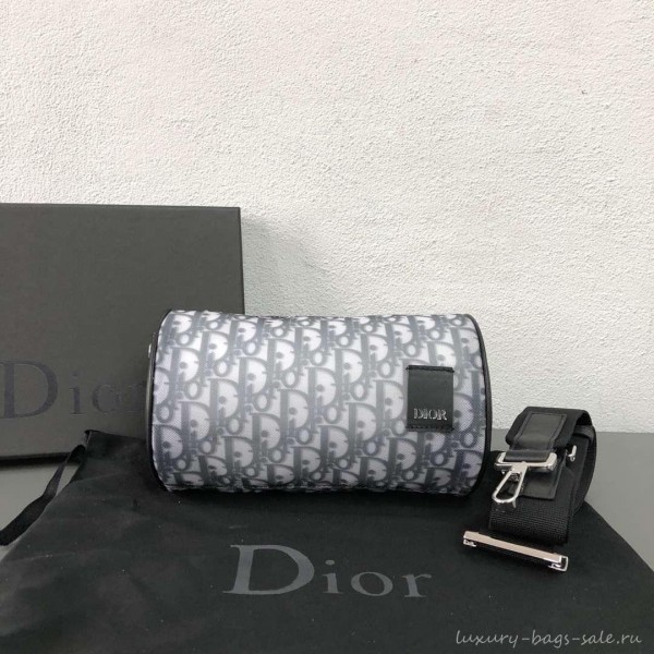 Dior Oblique Jacquard Technical Fabric Roller Shoulder Bag Blue 2019