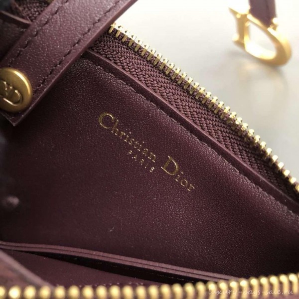 Dior Oblique Jacquard Canvas Saddle Zipped Purse Burgundy 2019