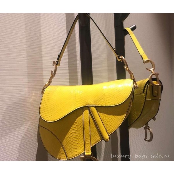 Dior Python Saddle Bag Yellow 2019