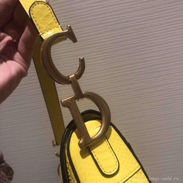 Dior Python Saddle Bag Yellow 2019
