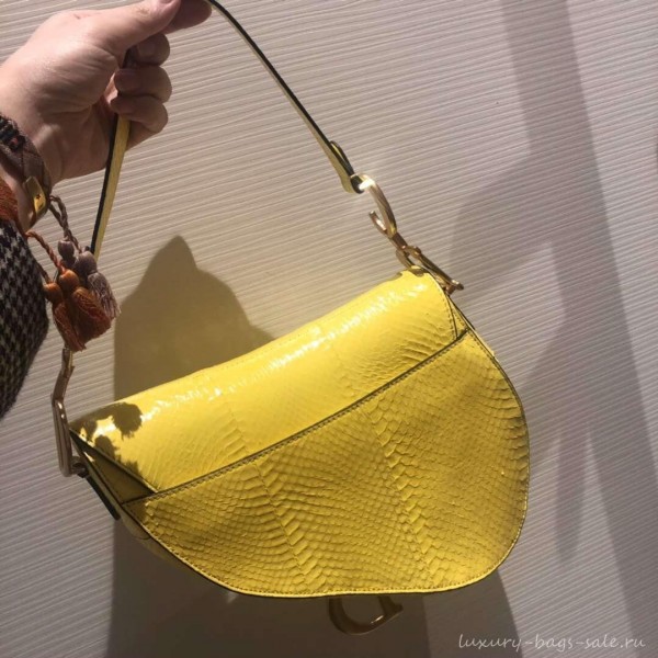 Dior Python Saddle Bag Yellow 2019