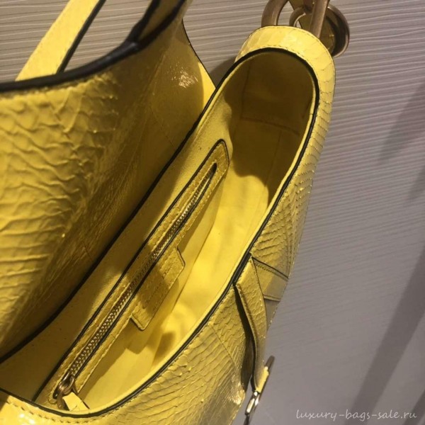 Dior Python Saddle Bag Yellow 2019