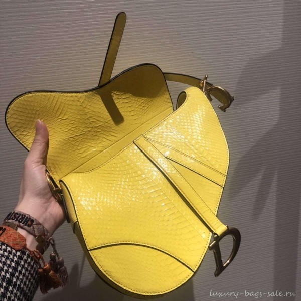 Dior Python Saddle Bag Yellow 2019