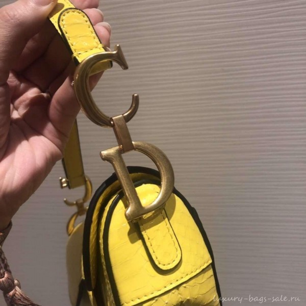 Dior Python Mini Saddle Bag Yellow 2019