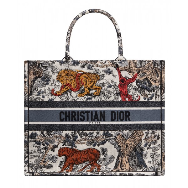 Christian Dior Toile De Jouy Book Tote White Multicolor Cream