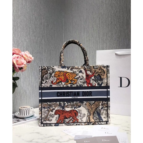 Christian Dior Toile De Jouy Book Tote White Multicolor Cream