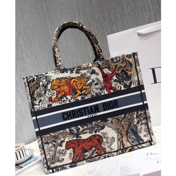 Christian Dior Toile De Jouy Book Tote White Multicolor Cream