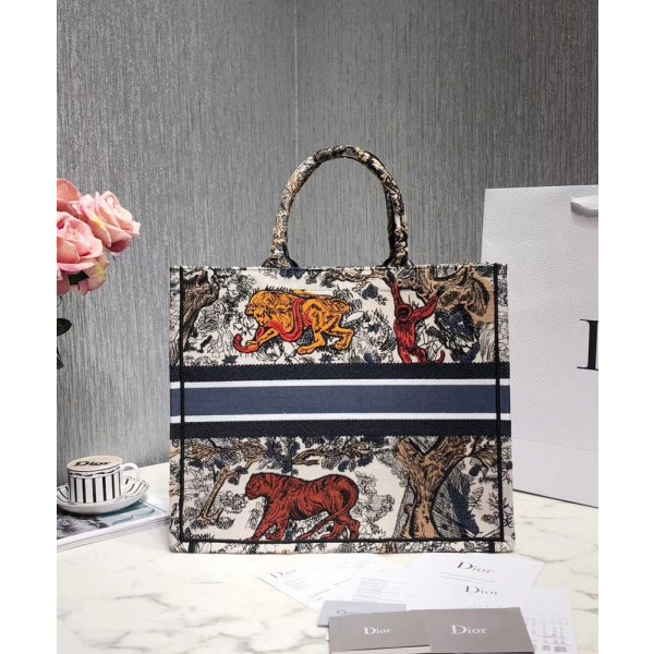 Christian Dior Toile De Jouy Book Tote White Multicolor Cream
