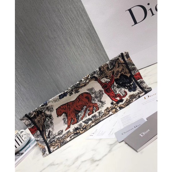 Christian Dior Toile De Jouy Book Tote White Multicolor Cream